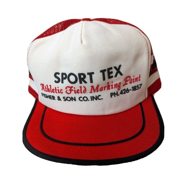 Sport Tex Fisher & Sons Co. Logo Mesh  Snapback Trucker Hat Baseball Cap Vintage - Picture 1 of 5